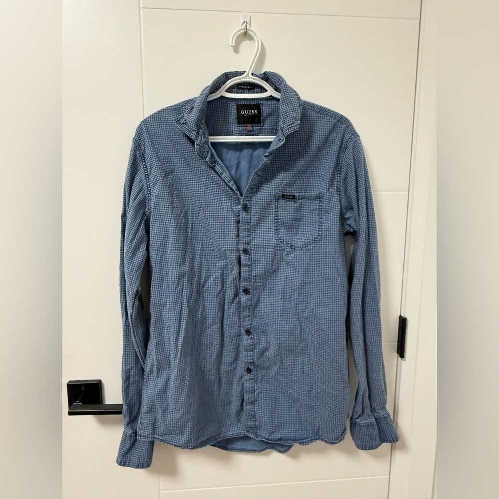 Guess Men's Blue Button up Shirt